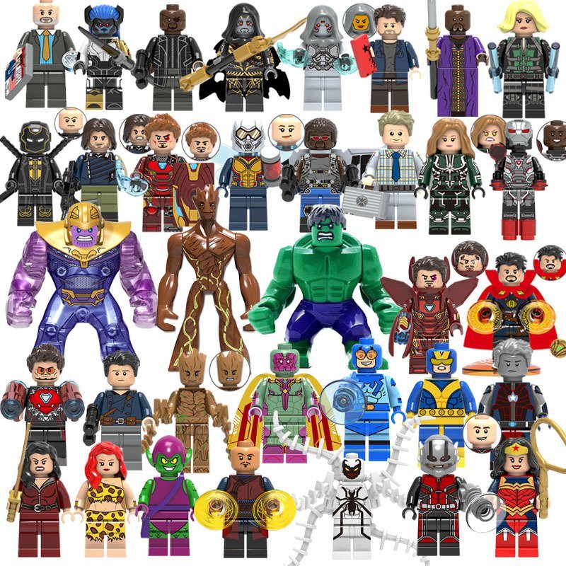 35pcs DC Blue Beetle Hawkeye Hulk Ironman Minifigures Lego Super Hero Sets Compatible
