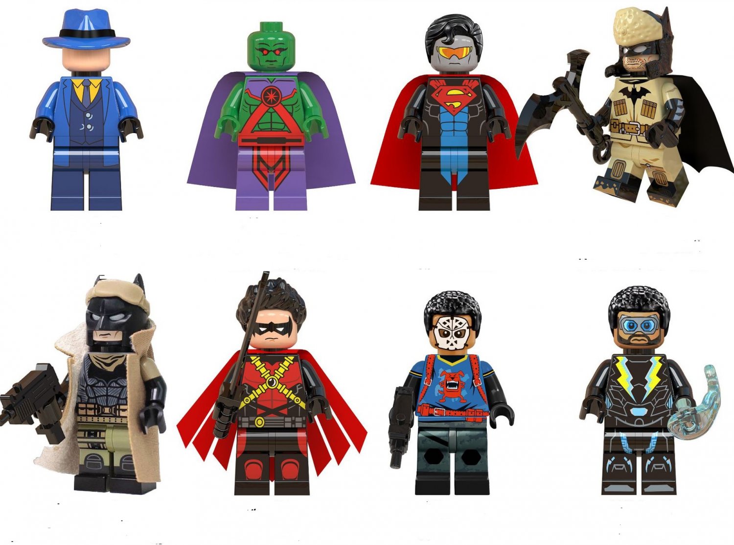 batman question manhunter eradicator robin wild dog black lightning minifigures