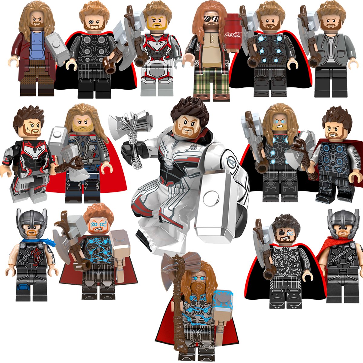 16pcs Thor Minifigures Superhero Building Toys Cool Gift