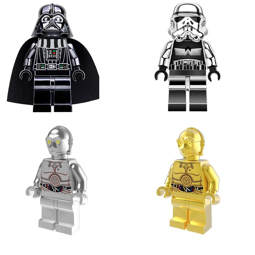Chrome Darth Vader Imperial Stormtrooper C3PO Minifigures 10th Anniversary Gift