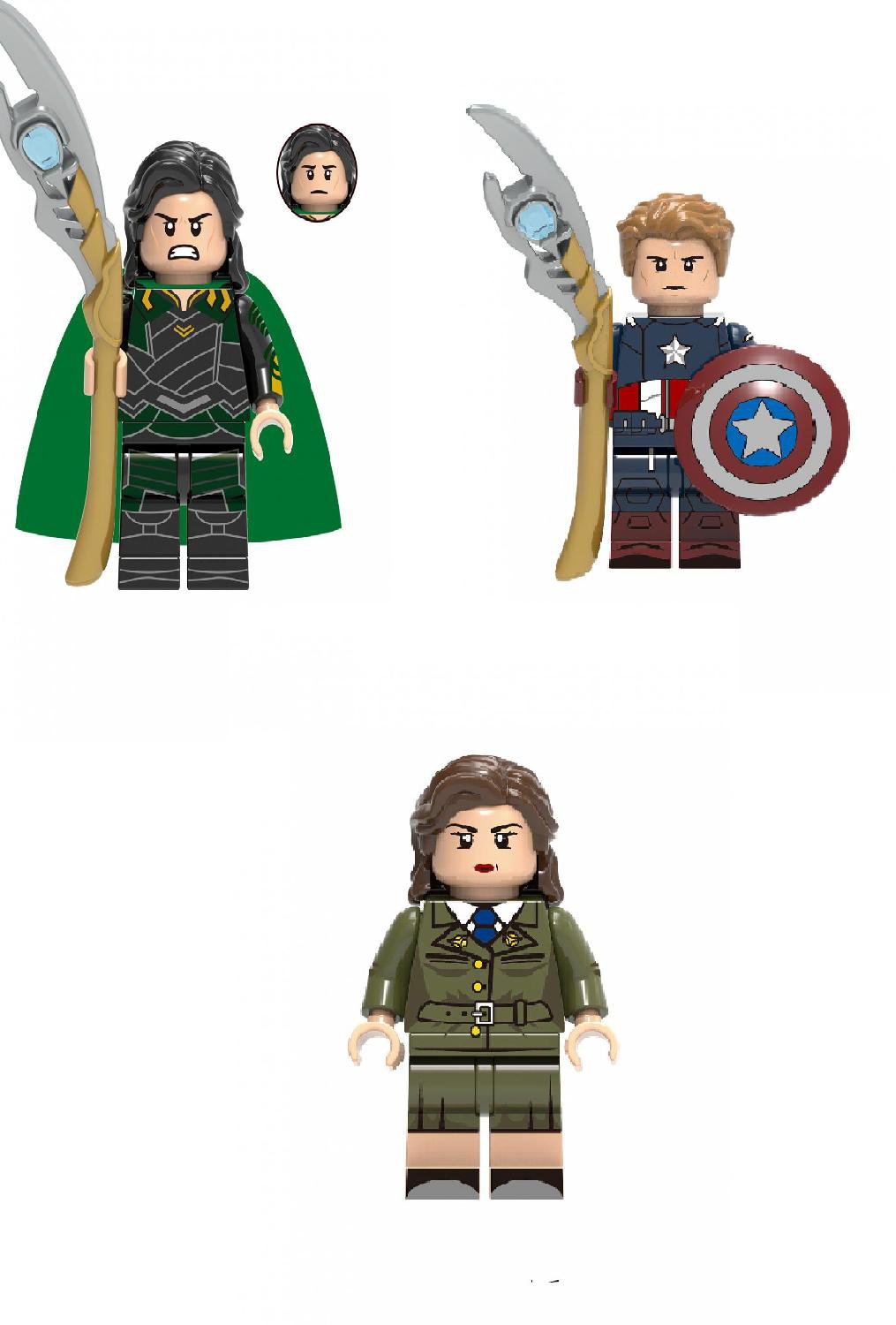 New Loki Peggy Carter Captain America Superhero Minifigures