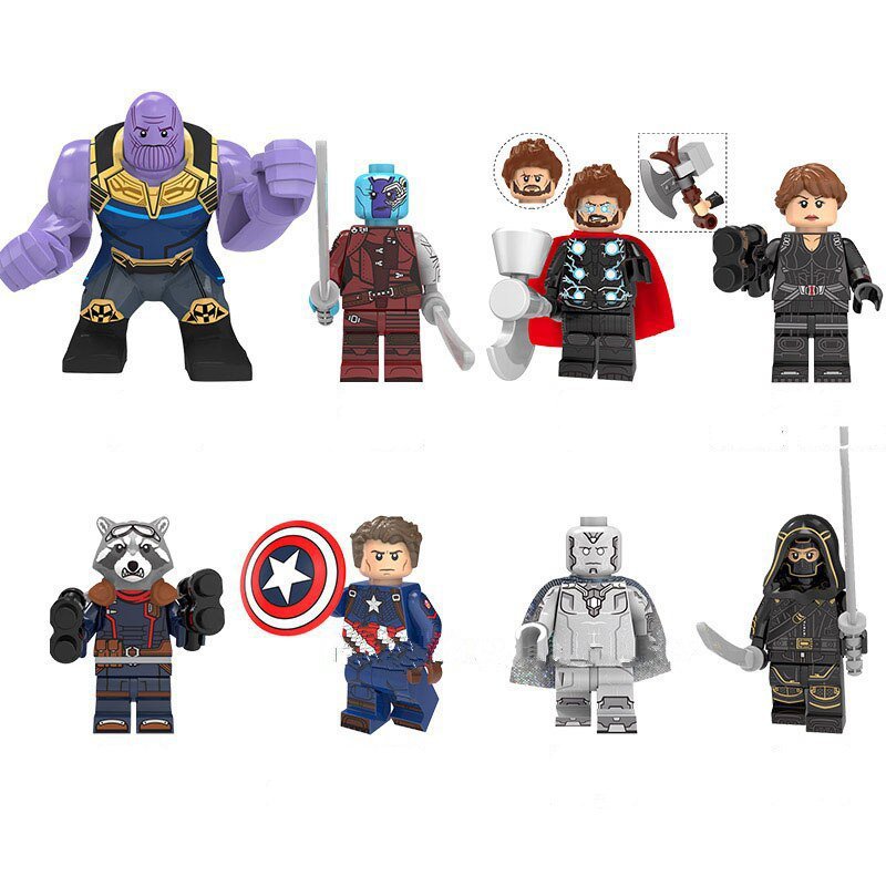 8pcs Thanos Thor Nebula Vision Raccoon Black Widown Captain American Minifiggures Avengers Superhero
