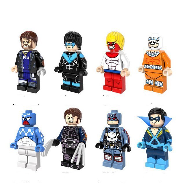 8pcs Wolverine Captain Punisher Bulldozer Nightwing DC Superhero Minifigures