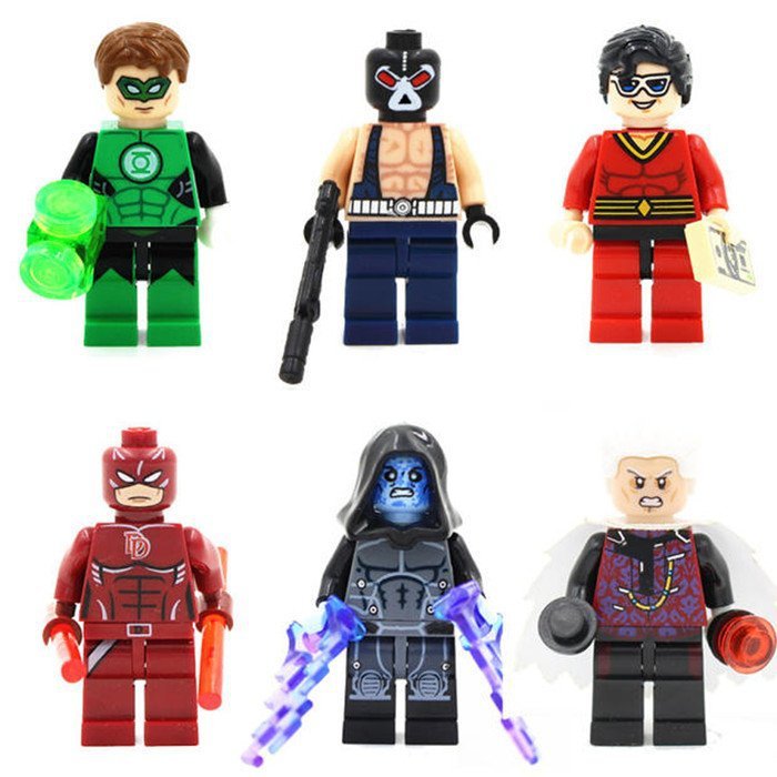 6pcs Daredevil Bane Green Lantern Collector DC Superhero Minifigures Fit Lego