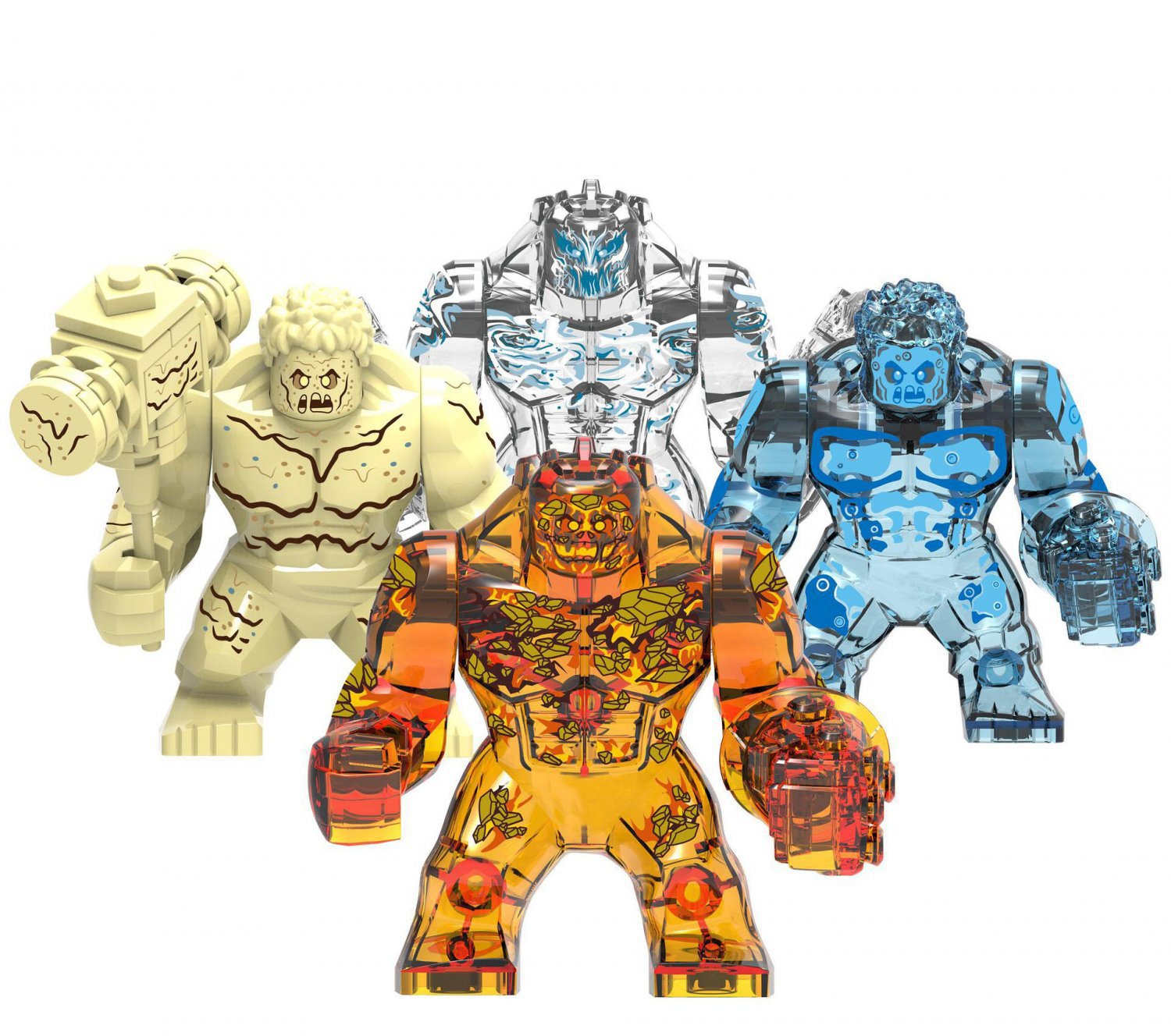 Water Fire Earth Wind Element Big Figures for Lego Spider-Man Far From Home Set