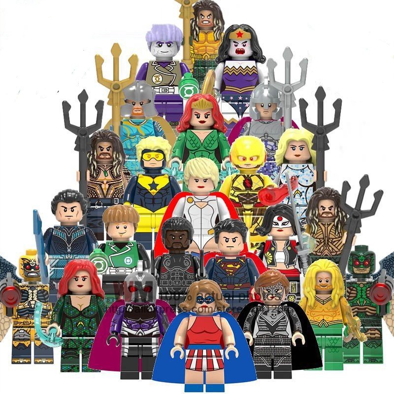 24pc Superman Aquaman Ocean Master Mera DC Flash Wonder Woman Green Lantern Minifigures Fit Lego