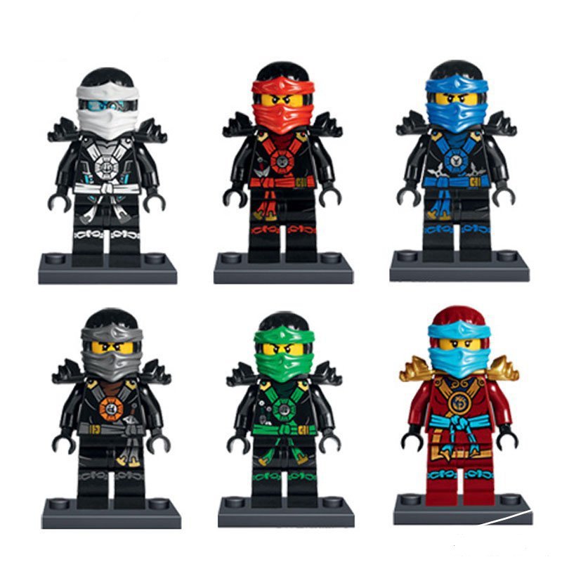 6pcs Lloyd Kai Cole Jay Zane Minifigures Fit Lego Ninjago Aeroblade Swords