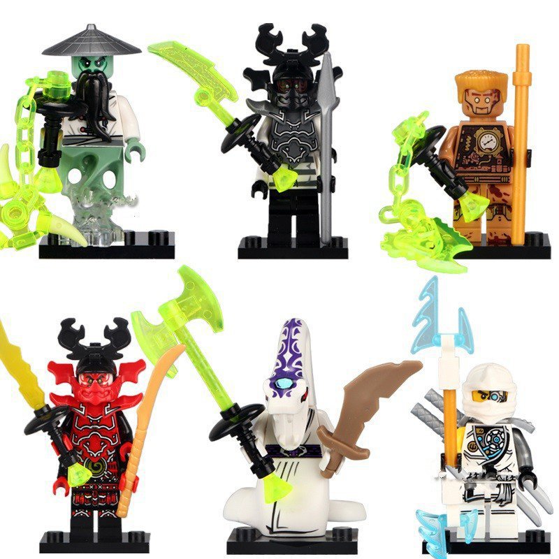 6pcs Master Yang General Kozu Pythor Echo Zane Minifigures Fit Lego Ninjago