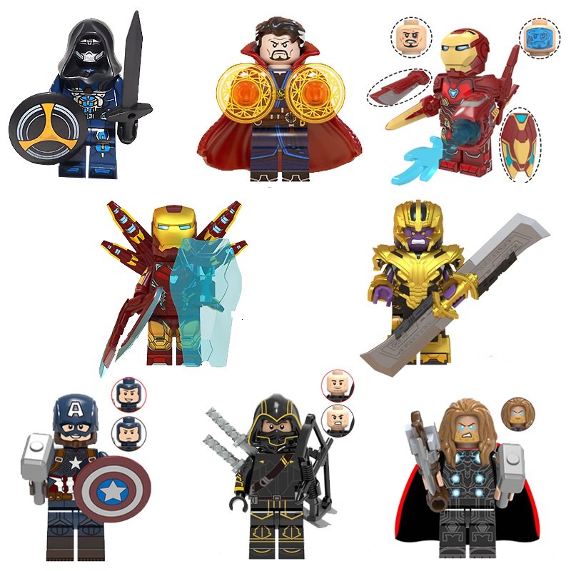 8pcs doctor trange mk85 captain america hawkeye thor thannos minifigures