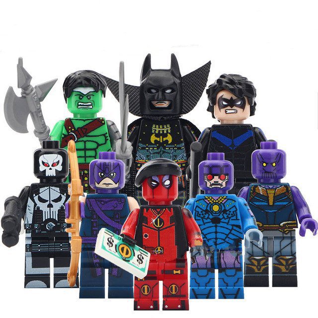 8pcs Deadpool Batman Thanos Nightwing Hulk Punisher Minifigures