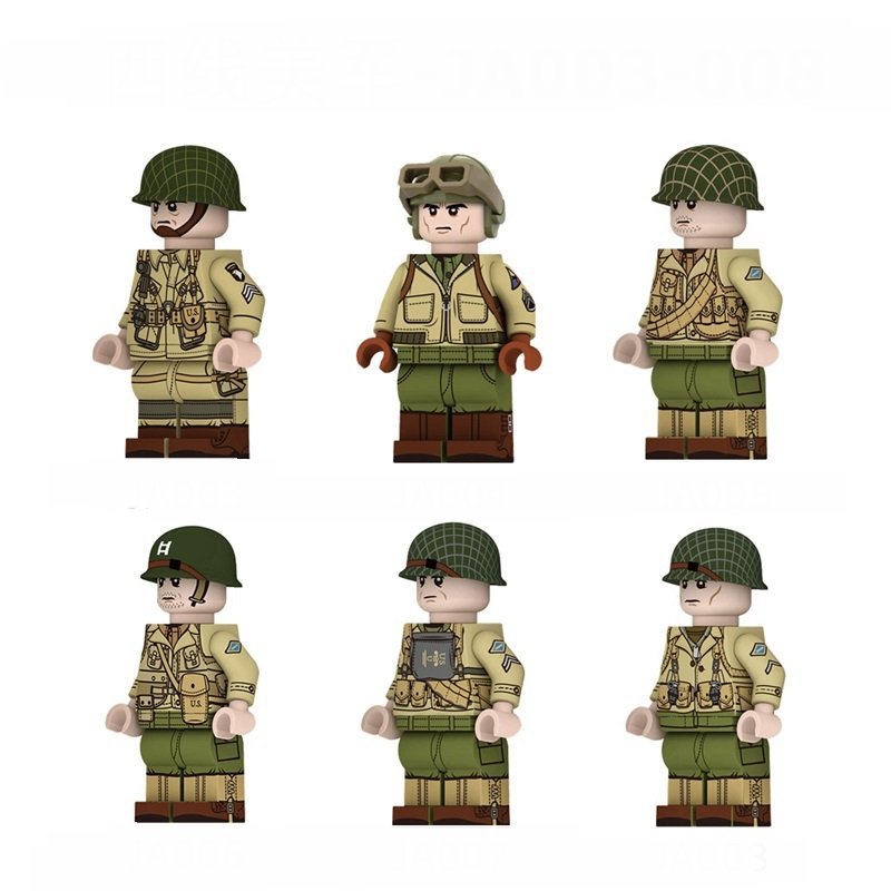 6pcs WW2 American Army Pilot Infantry Soldiers Compatible Lego Soldiers