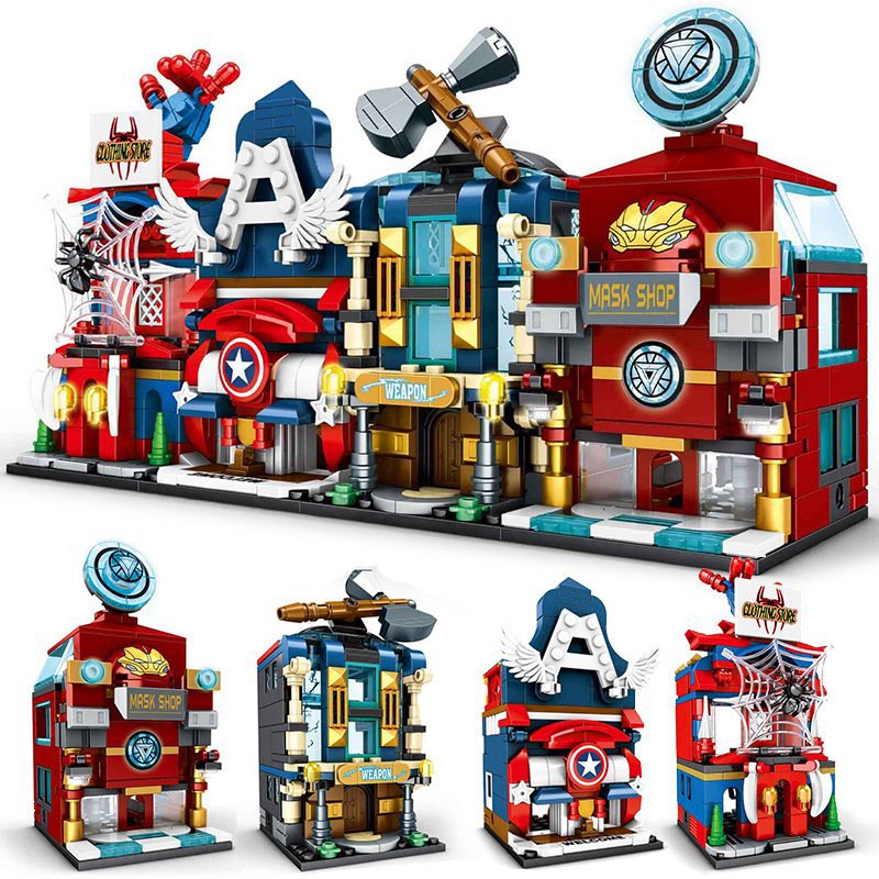 4pcs Iron Man Thor Captain America Spider Man Home Building Toys