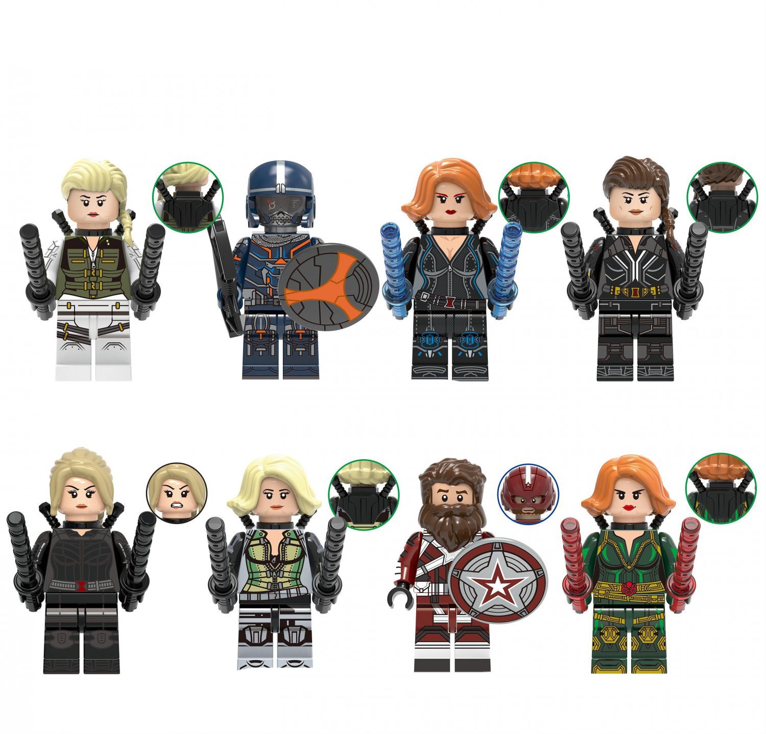 8pcs Iron Maiden Yelena Taskmaster Red Guardian Black Widow Minifigures
