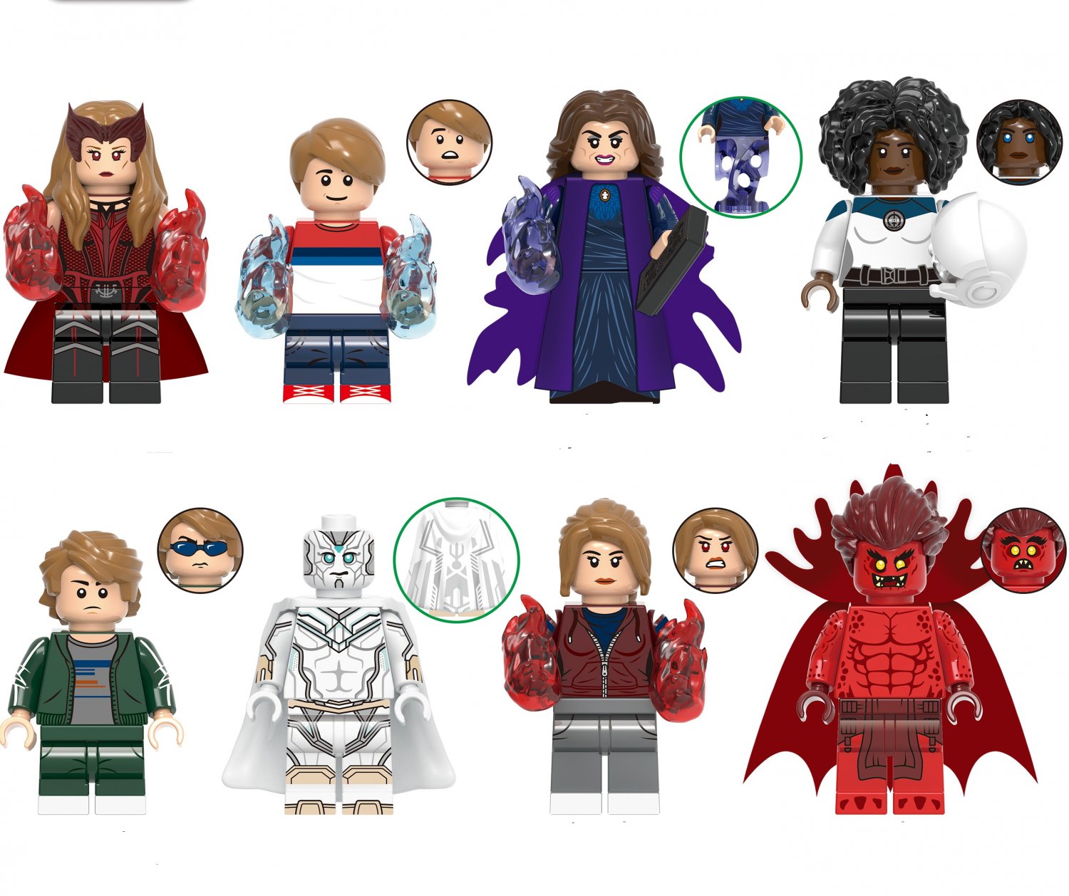 8pcs Witch Billy Agatha Monica Tommy Vision Wanda Mephisto Minifigures