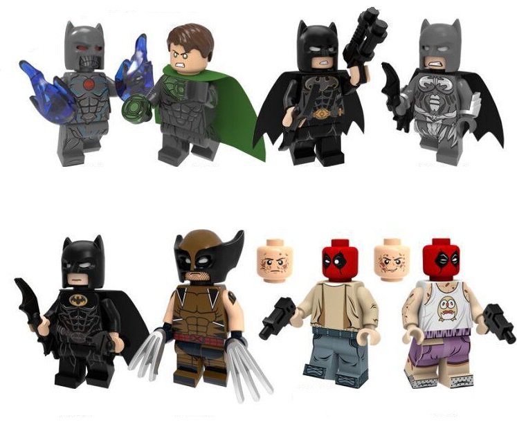 8ps Superhero Minifigures Batman Murder Machine Wolverine Deadpool ...