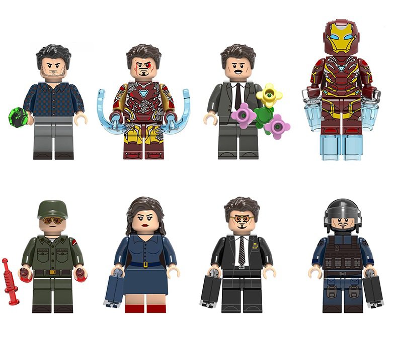 8pcs Bruce Banner Howard Tony Stark Pepper Steve Rogers Peggy Carter Ironman Minifigures