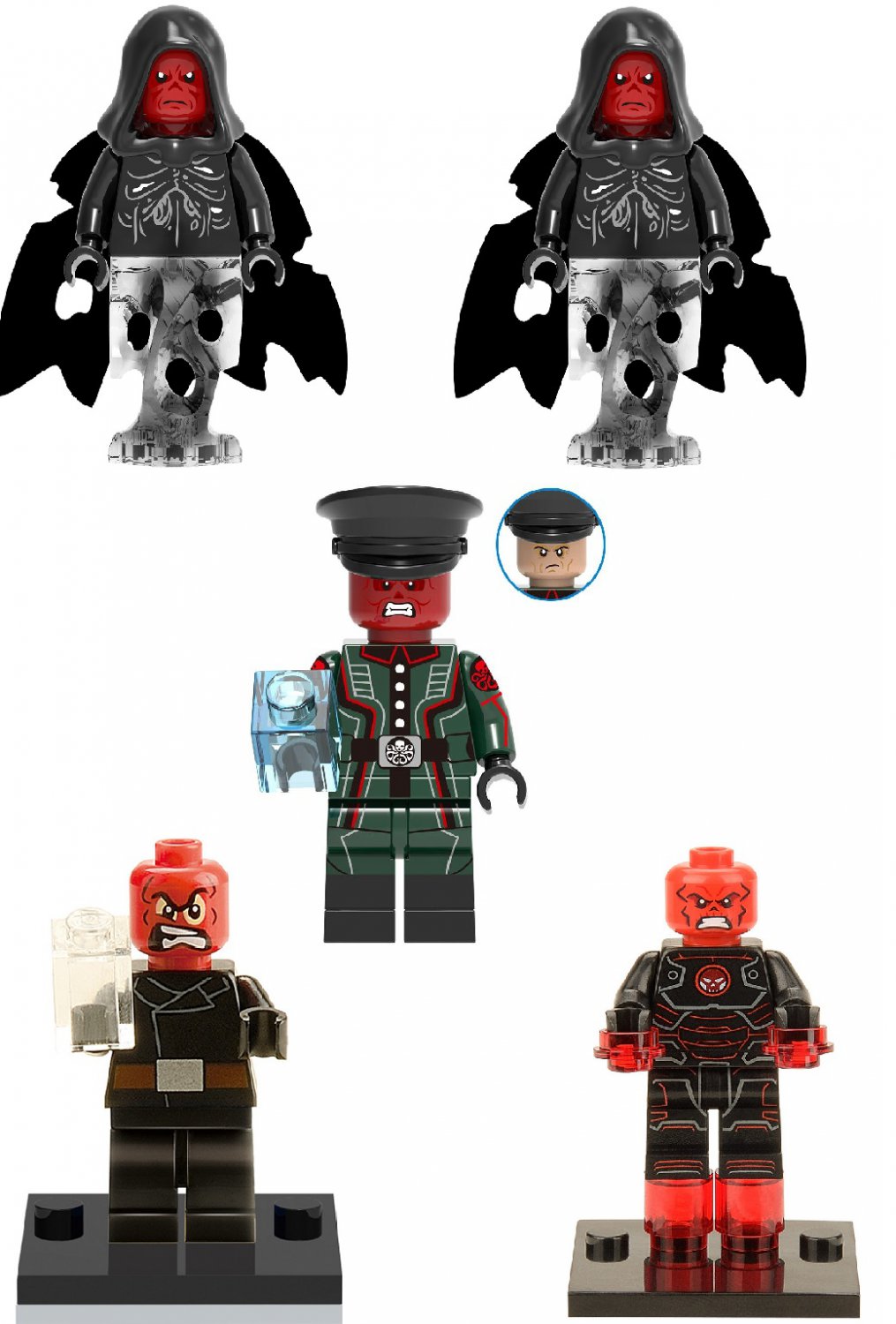 5pcs Red Skull Minifigures