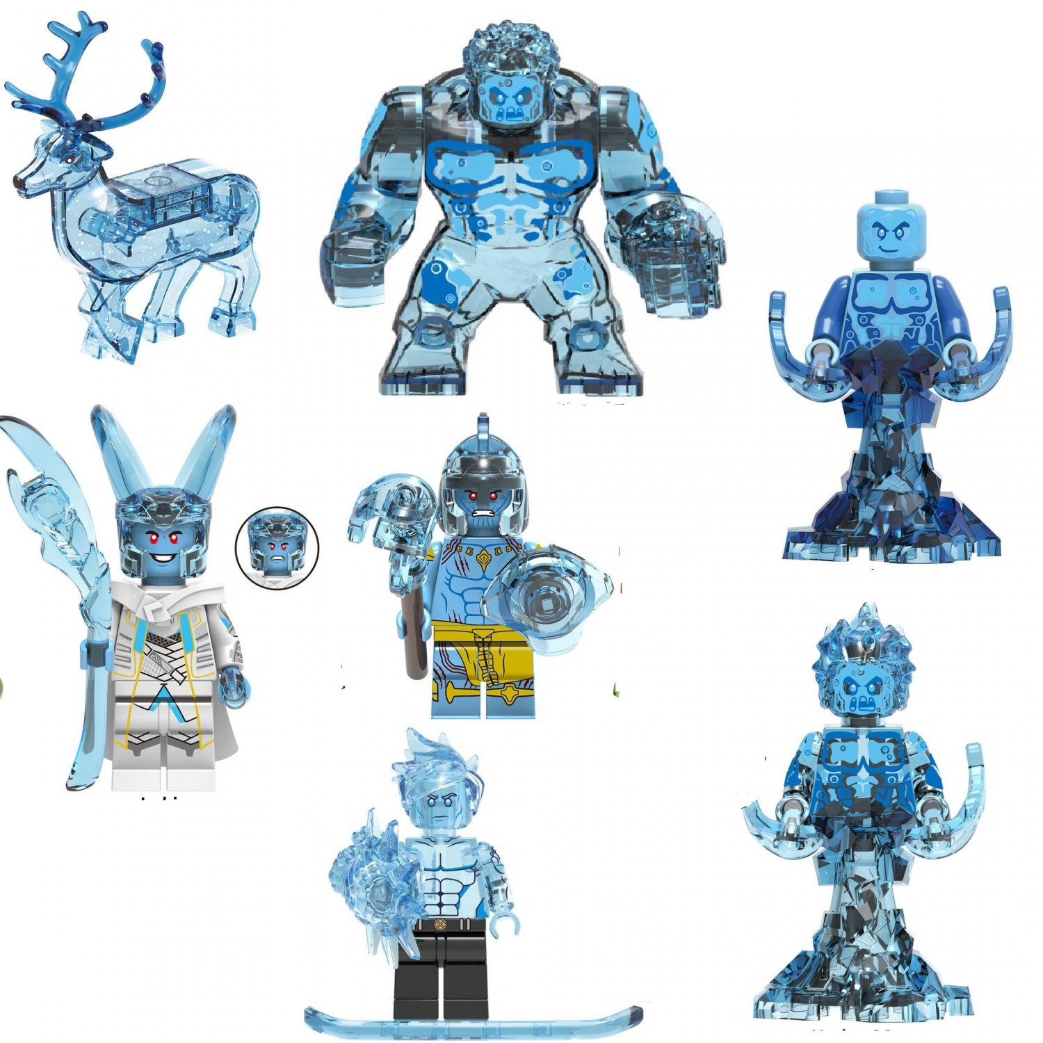 7pcs Superhero Water Element Hydro Man Iceman Laufey Loki Douro Deer Minifigures