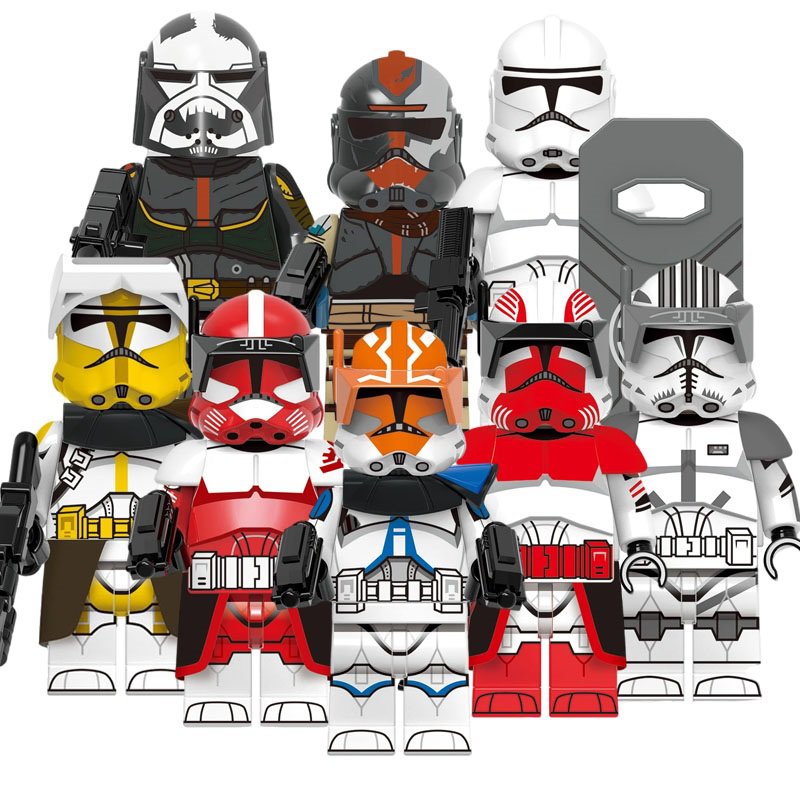 8pcs Star Wars Wrecker Hunter Cody Thorn Commander Bly Vaughn Fox Wilco Trooper Minifigures