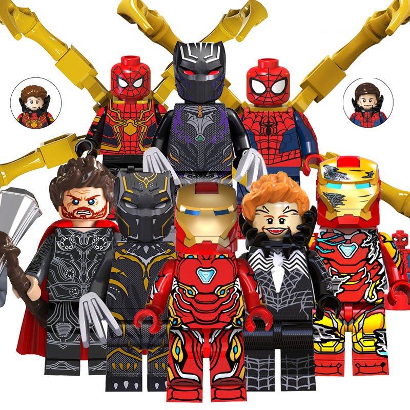 8pcs Ironman Spideman Thor Black Panther Venom Minifigures