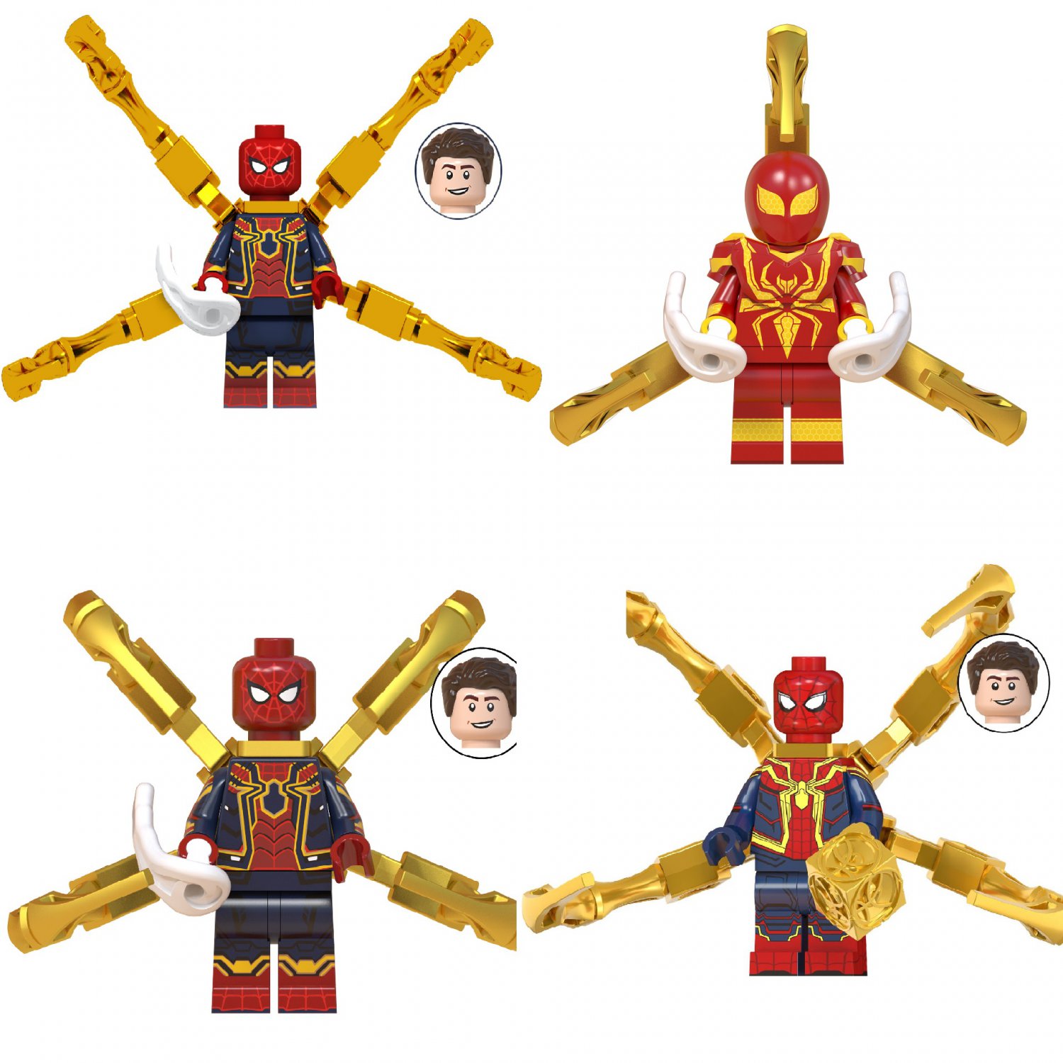 4pcs Chrome Spiderman Minifigures