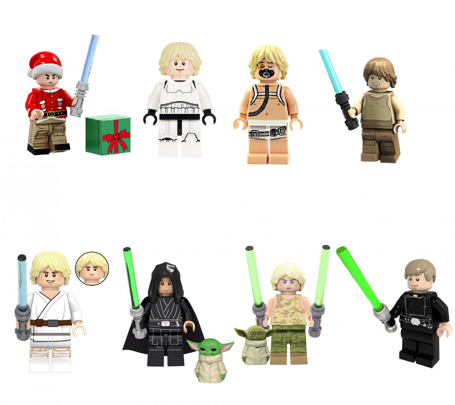 8pcs Star Wars Luke Skywalker Minifigures