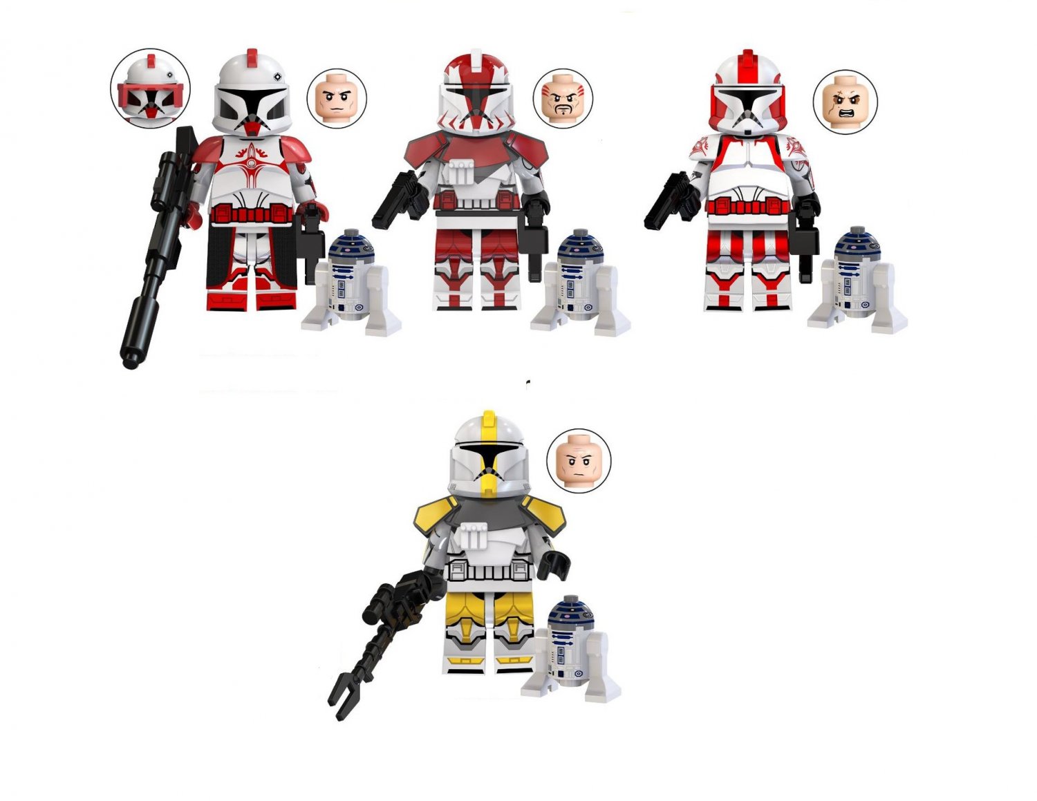 4pcs Star Wars Commander Fox Ganch Bly Stone Minifigures