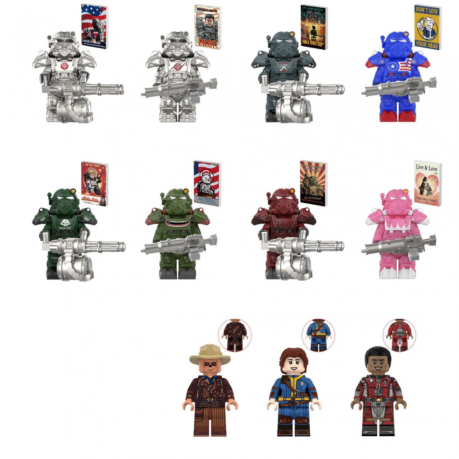 T60 Power Armor Maximus Cooper Howard Minifigures US TV Fallout Sets