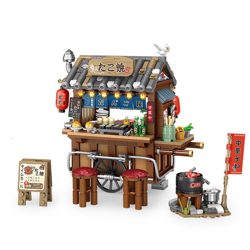 Octopus Burning Small Store Mnifigures Japan City Store Sets