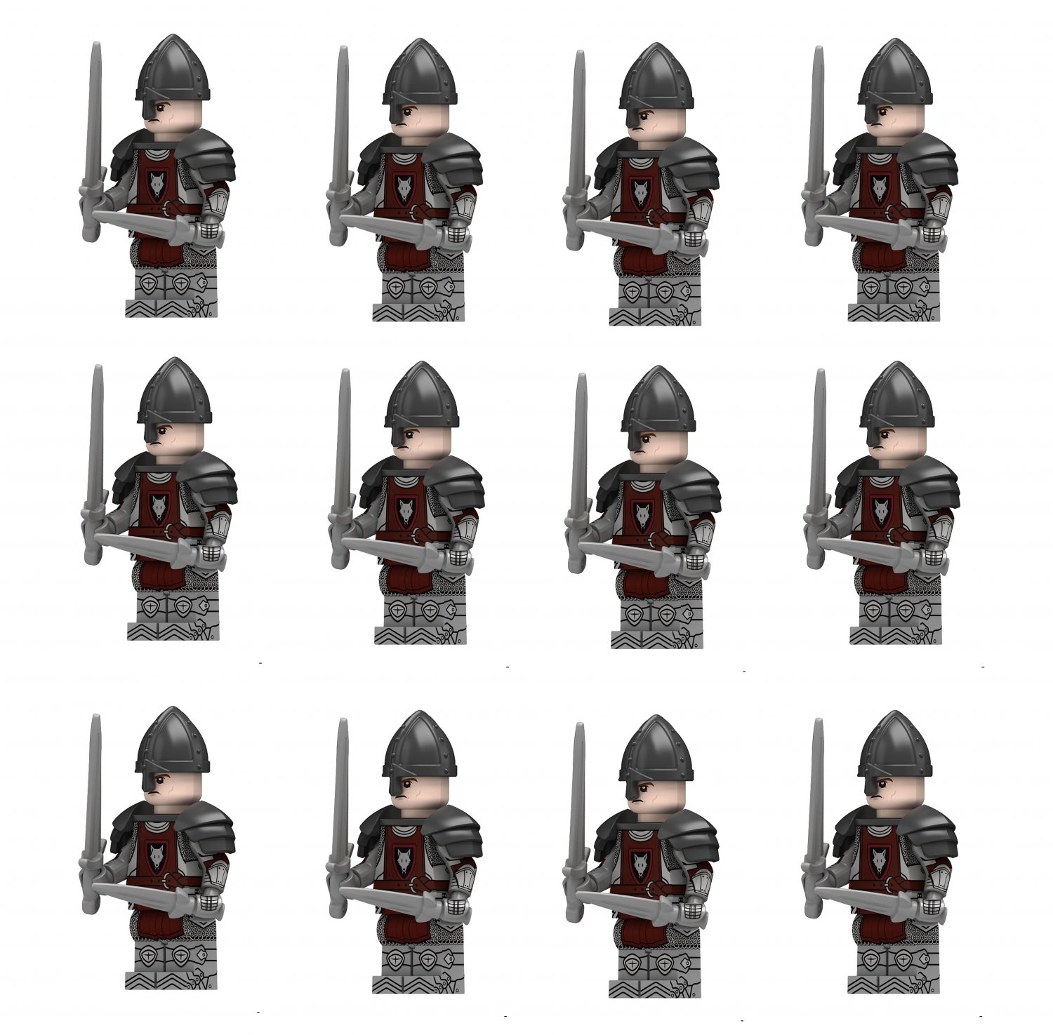 12pcs Wolfpack Warrier Mnifigures Medieval Knight Sets