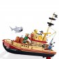 White Shark Beach Fishing Boat Mnifigures Ocean series Sets