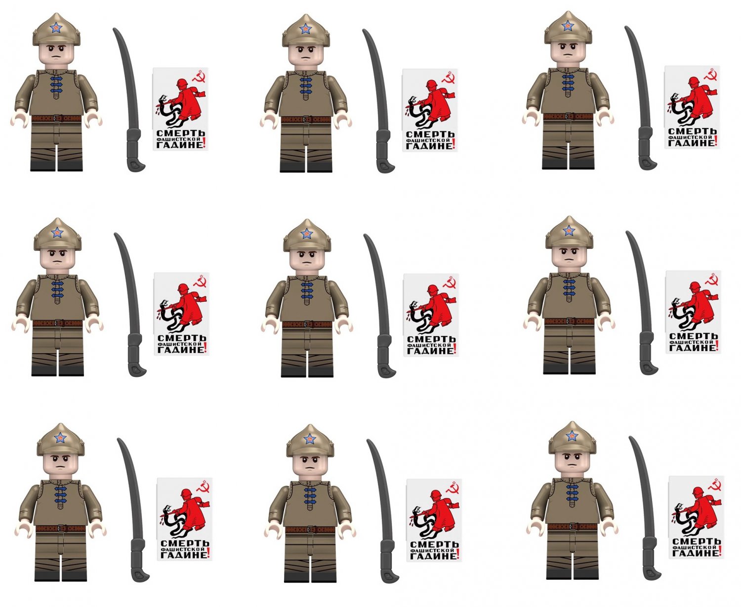 9pcs Soviet Cavalry Mnifigures WW2 Movie Sets