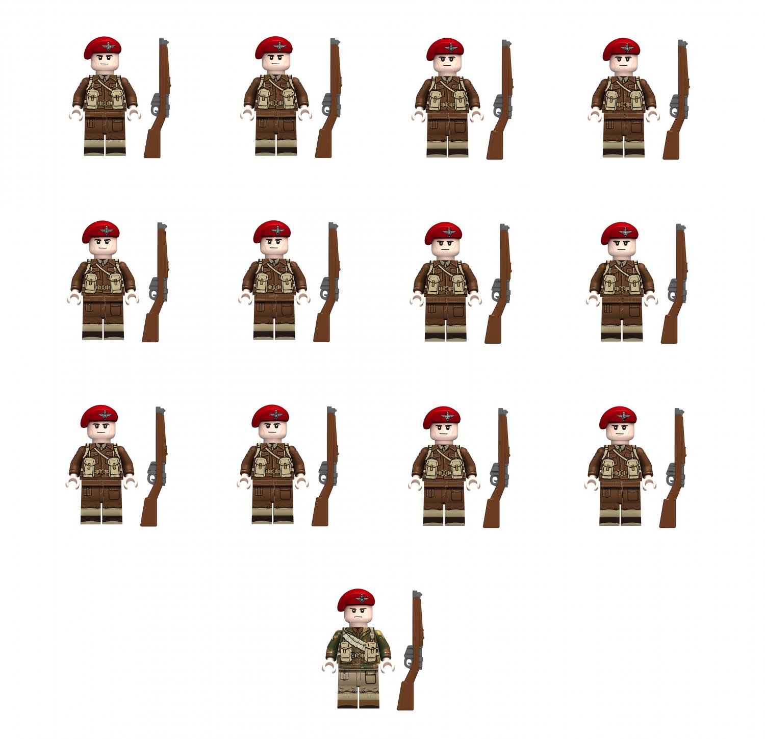 13pcs Red Devils Red Commander Mnifigures WW2 Britain Soldier Sets
