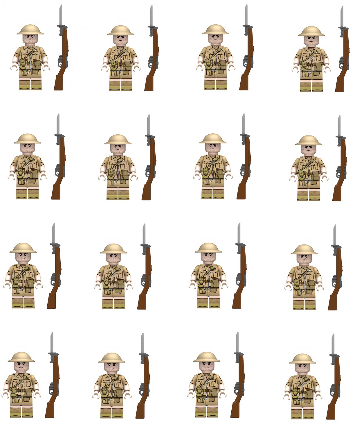 16pcs British machine gunner Mnifigures WW2 Normandy Campaign Sets