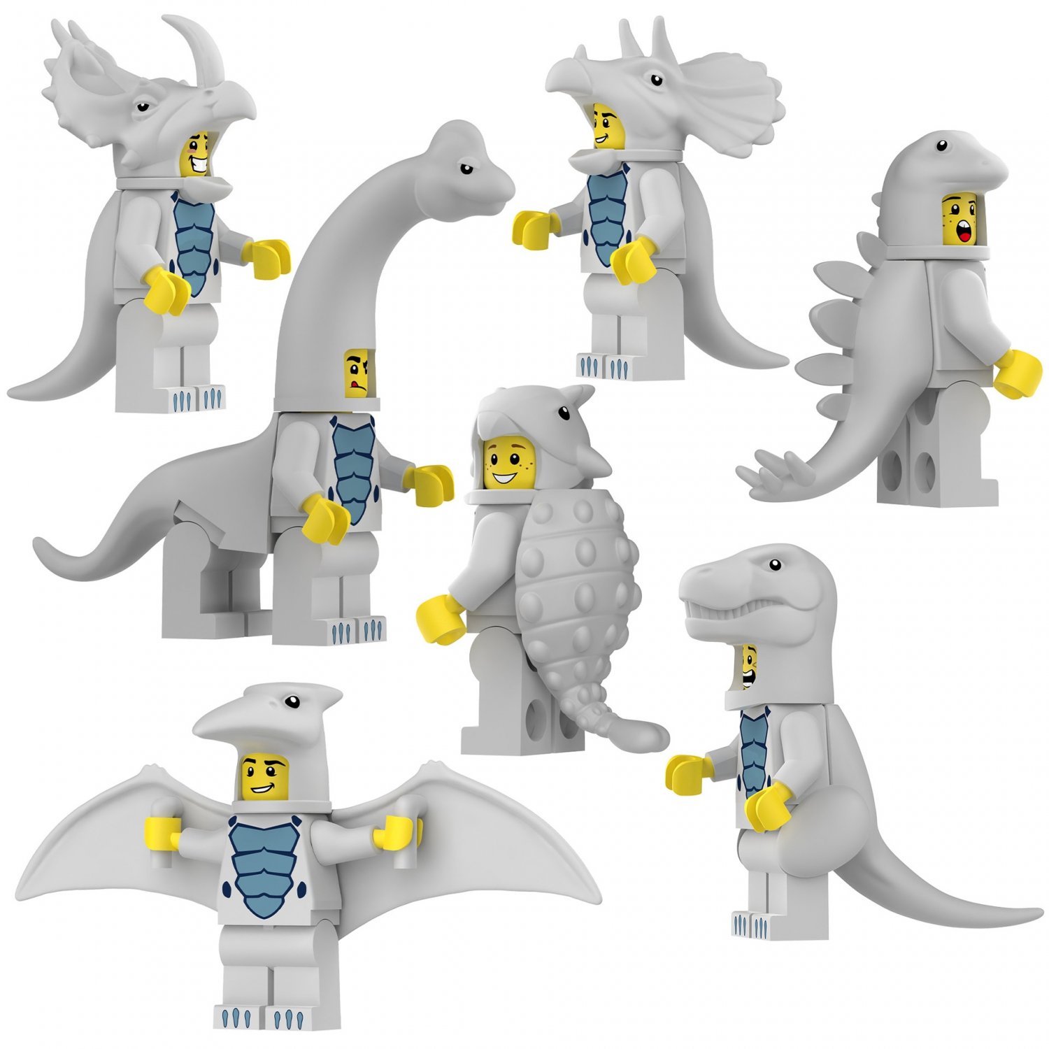 Grey Dinosaur clothes Boy Mnifigures Party Sets