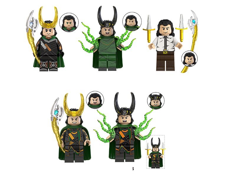 5pcs Marvel Superhero Loki Minifigures