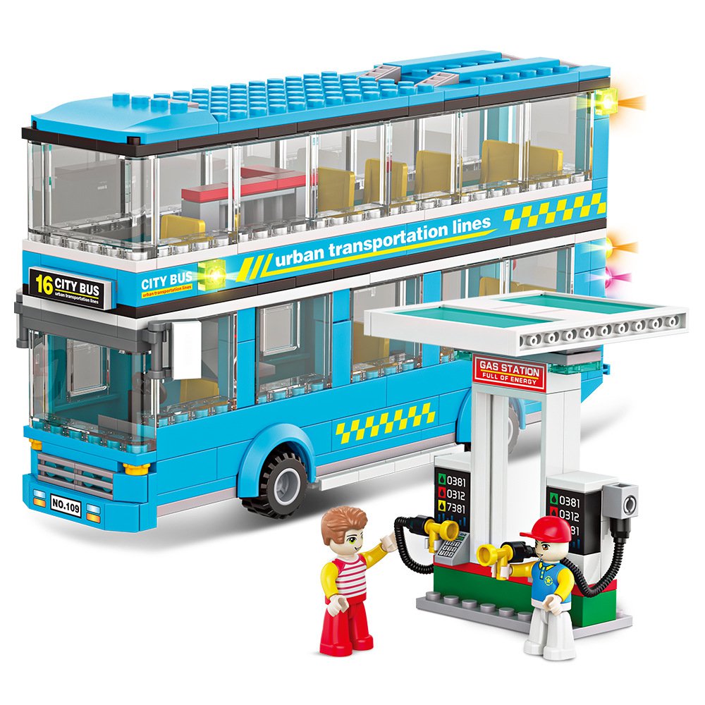 Bus gas station Double-deck bus Minifigures City Bus Toy