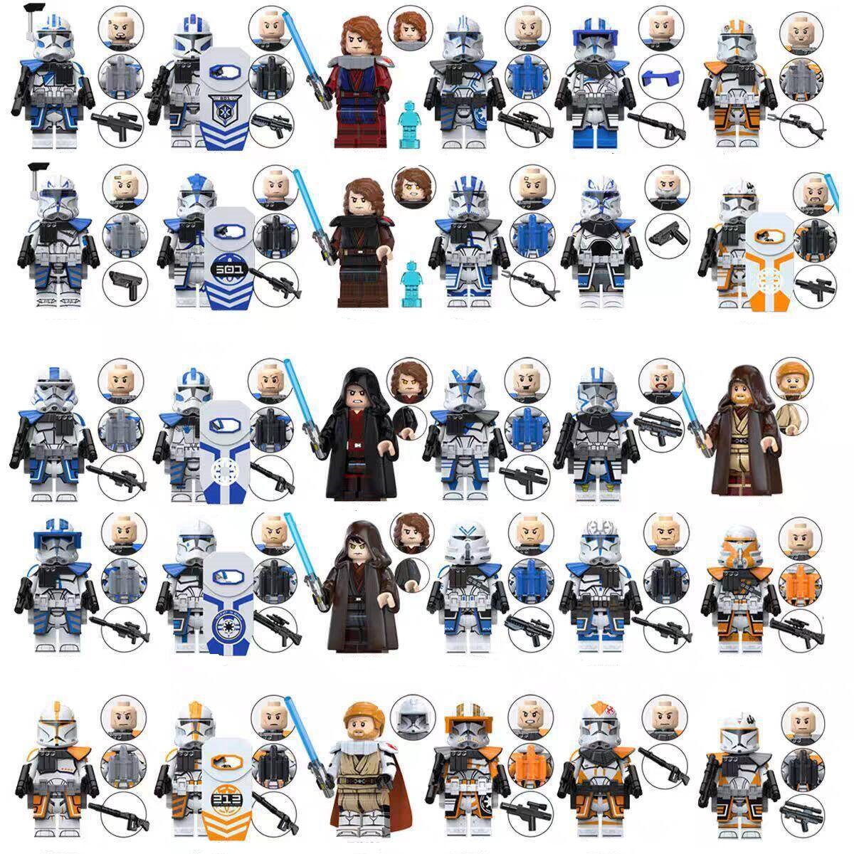 All Star Wars Anakin 501st Clone trooper Obiwan 212nd Clone Trooper Minifigures
