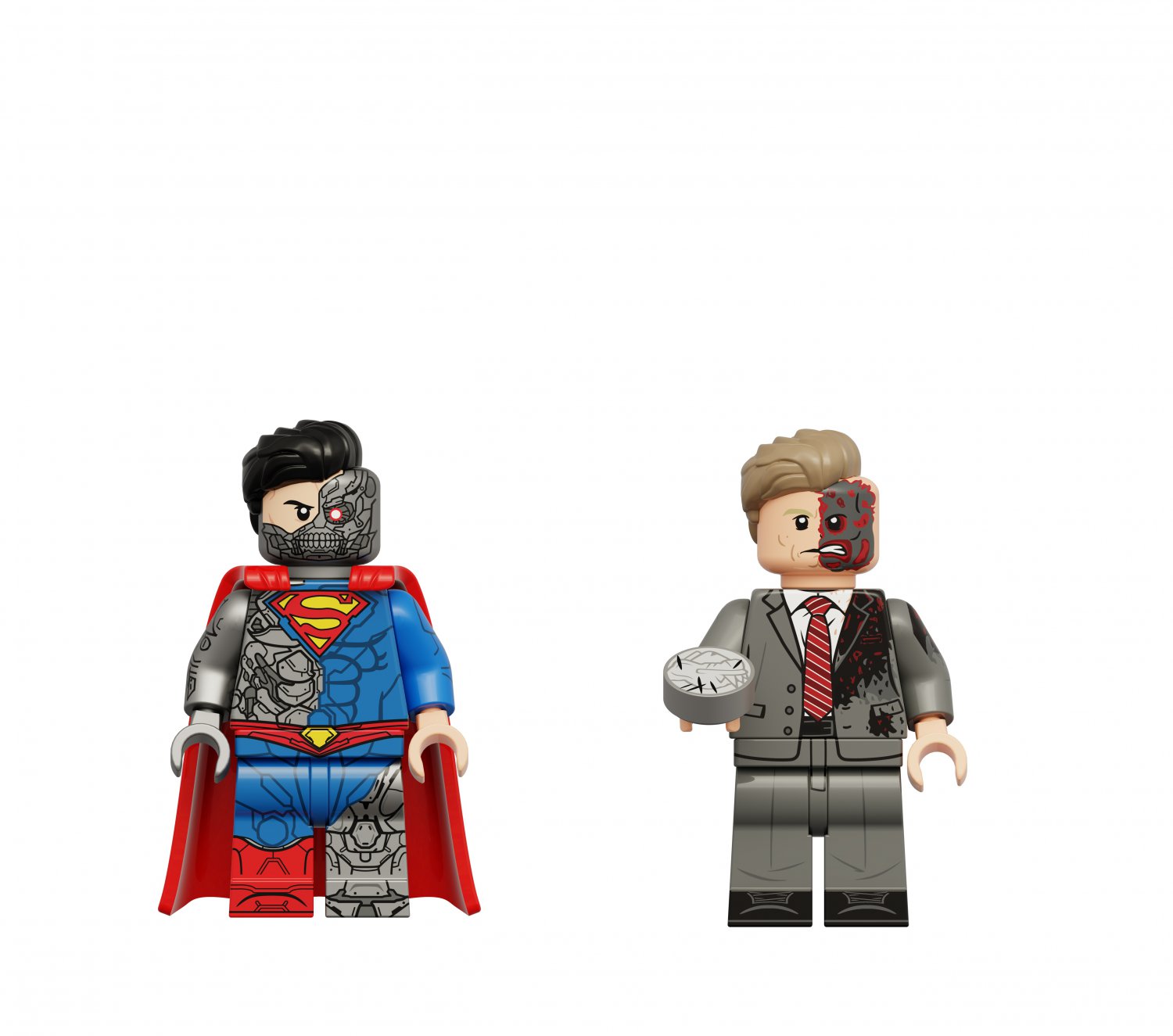 Mechanical Super Man and Two-Face Minifigures DC Justice League film Sets