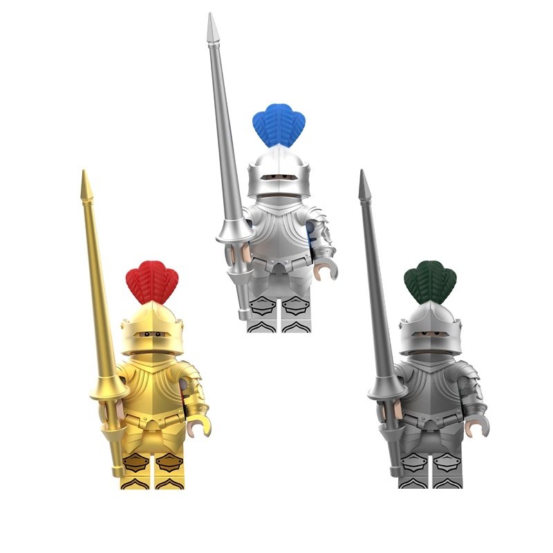3 Heavy Goth Knight Minifigures Medieval Knight Sets