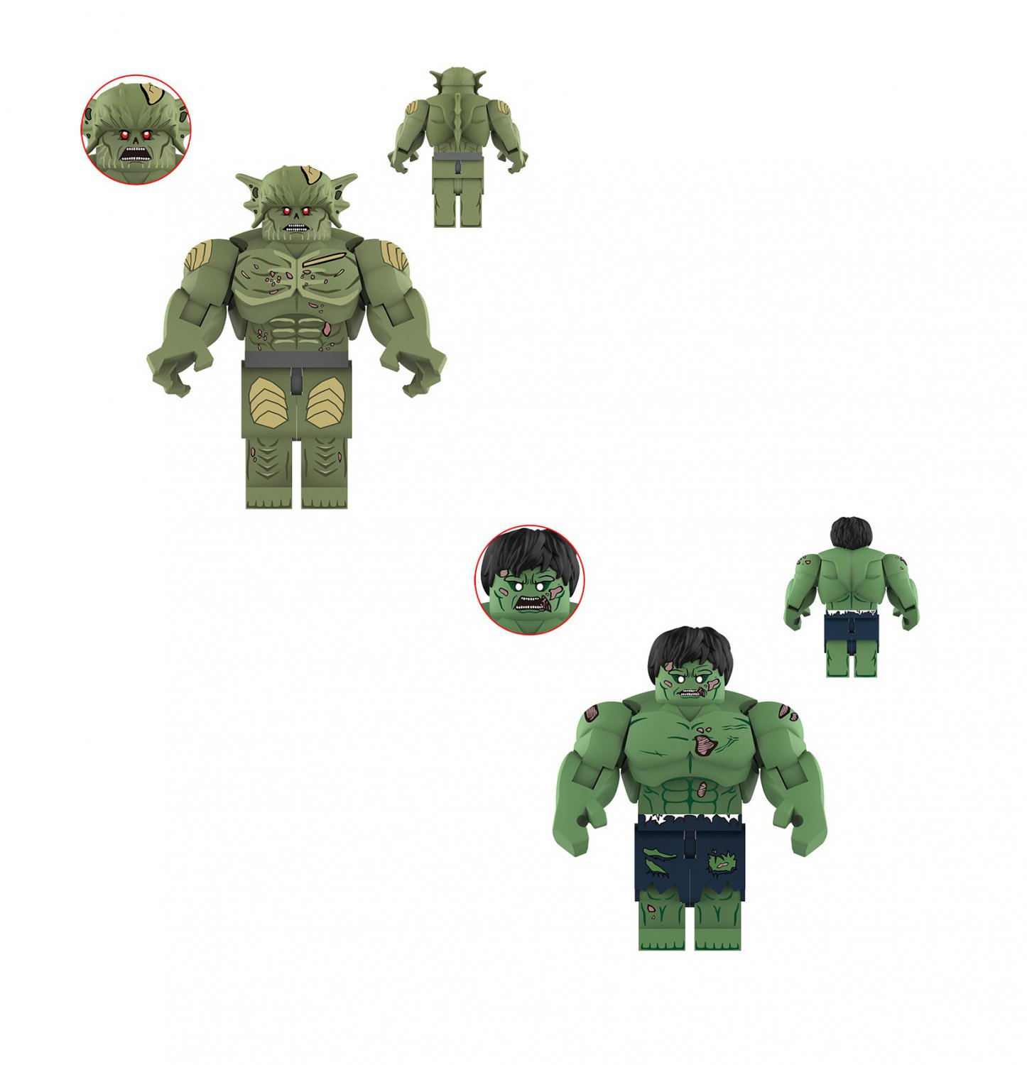Zombie Abomination and Zombie Hulk Minifigures Super Heroes movie Sets