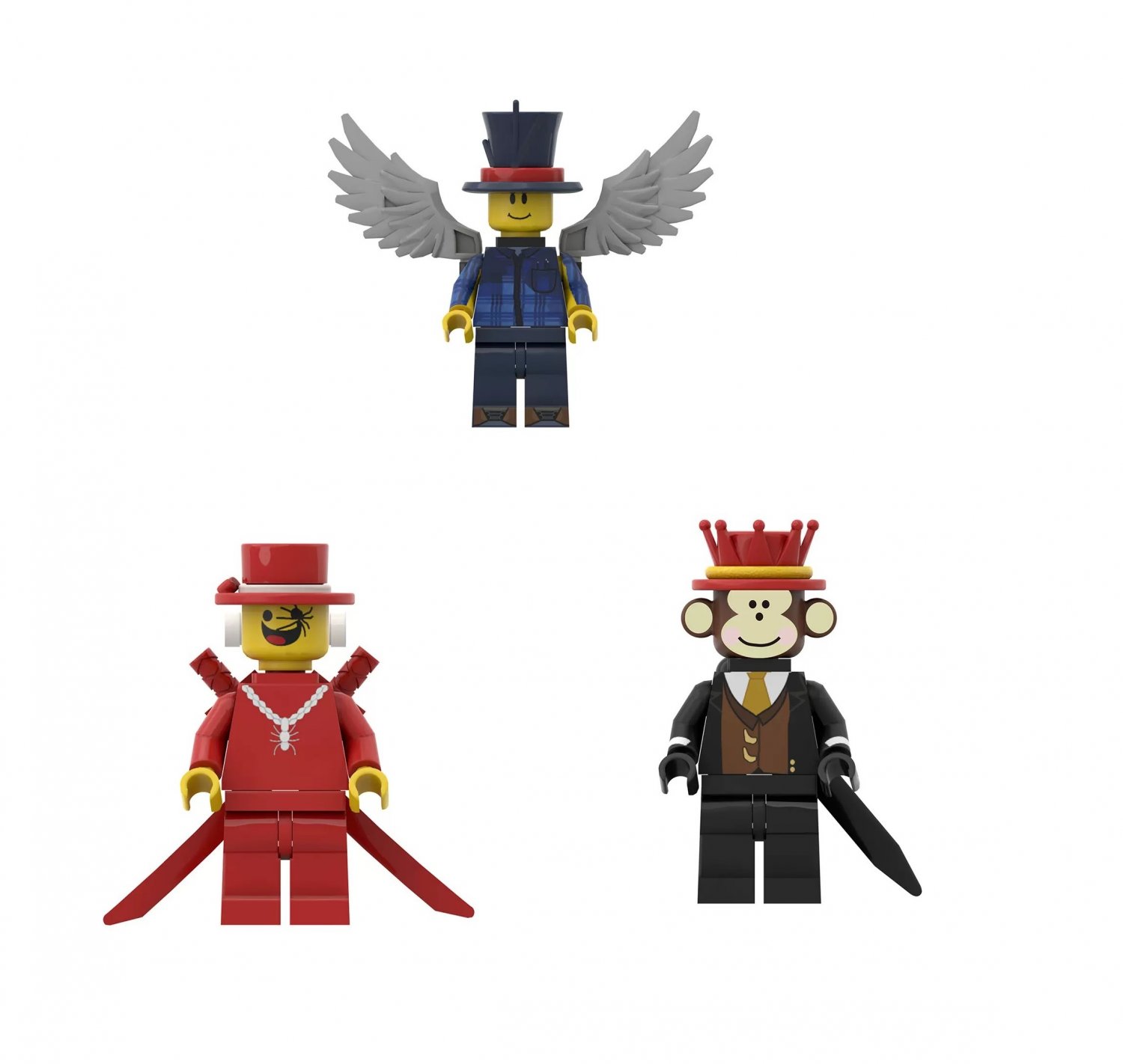 Stealing brain rot monkey Roblox Spider Red Man Minifigures Stealing Brain Sets
