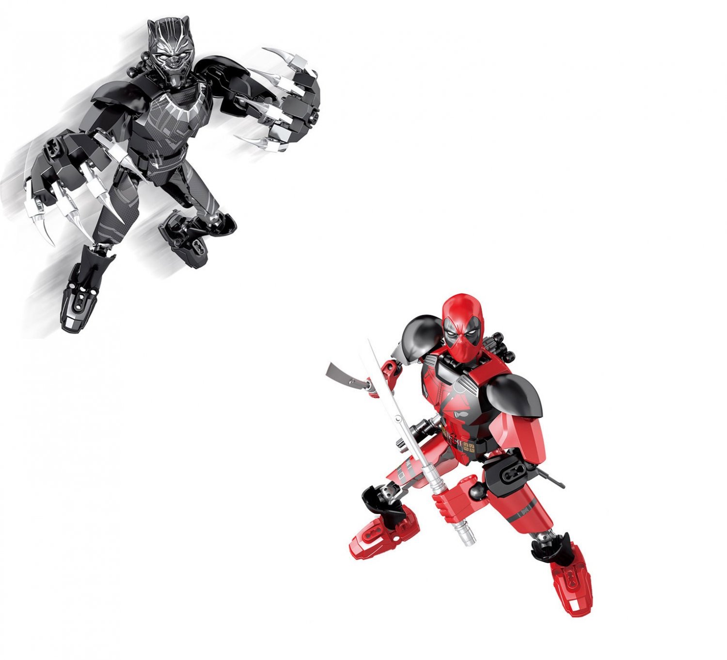 Big Black Panther and Deadpool Minifigures Super Heroes Movie Sets