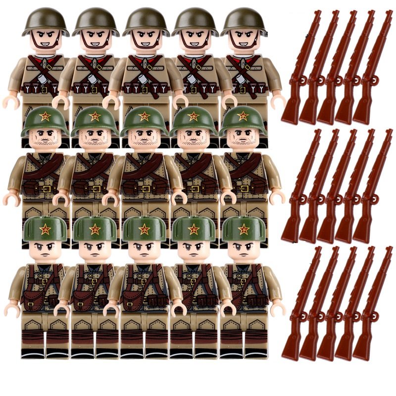 Soviet Flaktrooper Engineer Conscript Minifigures WW2 Military soldier Sets
