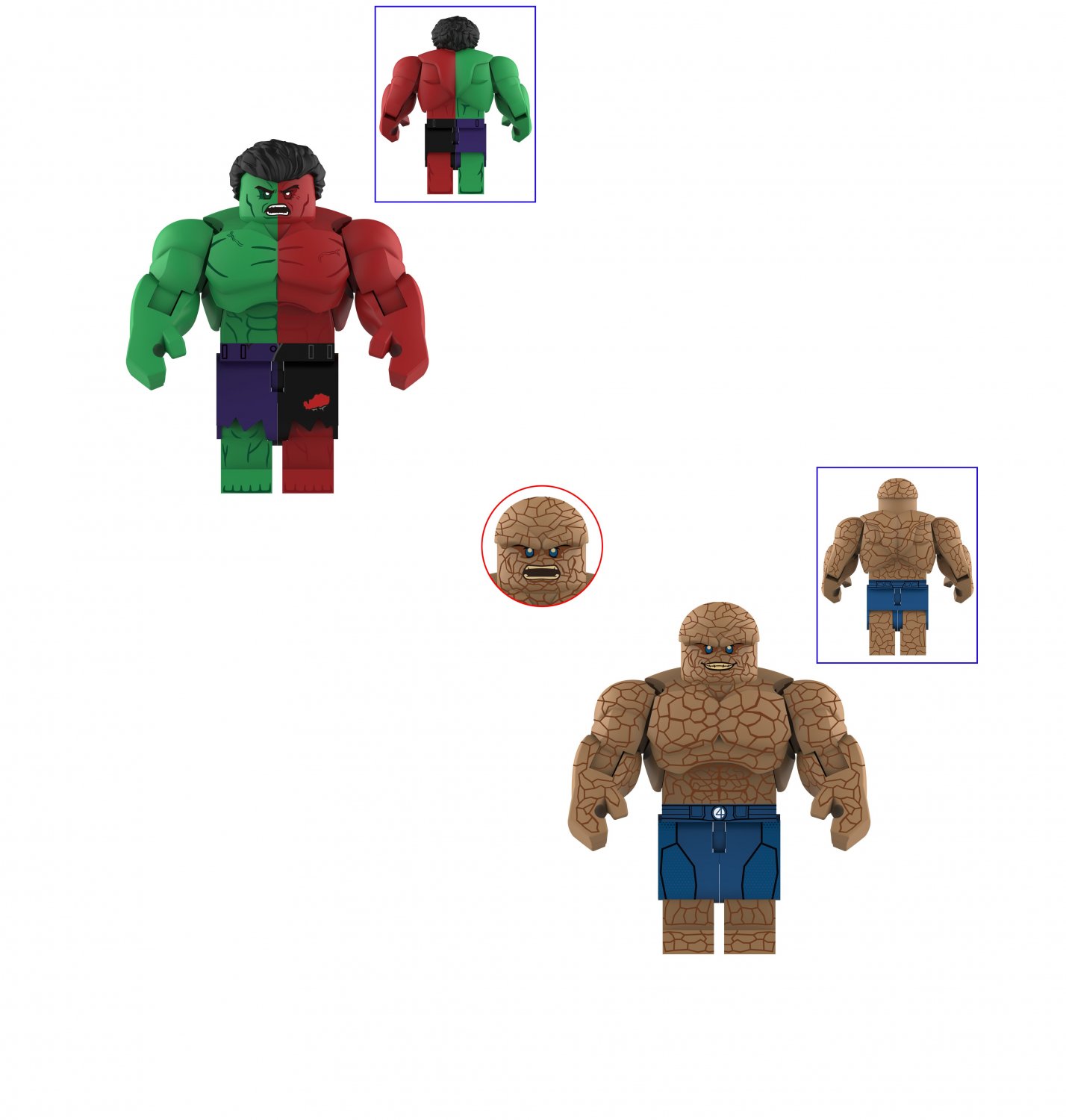 Compound Hulk and Thing Minifigures Big Super Heroes Sets