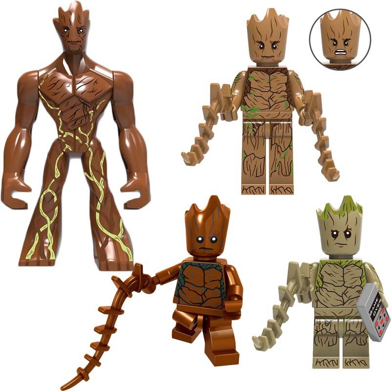 4pcs Groot Flora Colossus Minifigures The Guardians of the Galaxy Character Sets