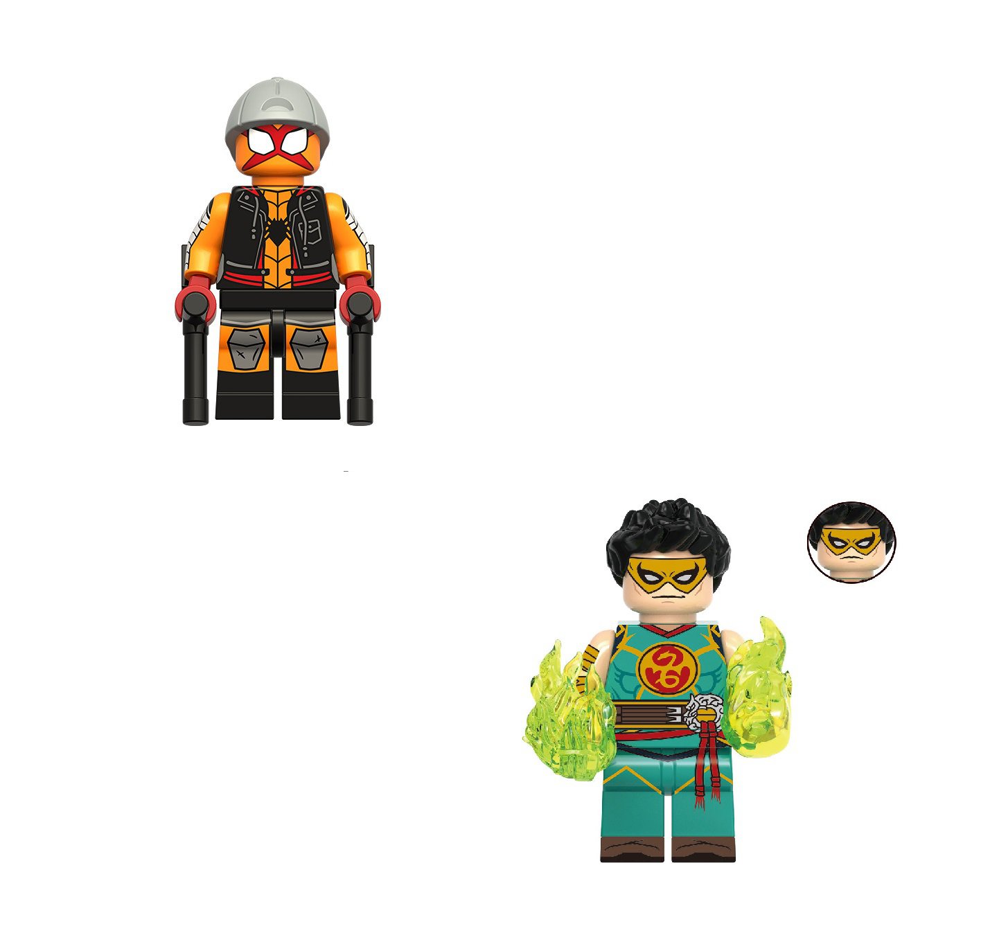 Sun Spider-Man and Marvel Rivals Iron Fist Minifigures The Avengers sets
