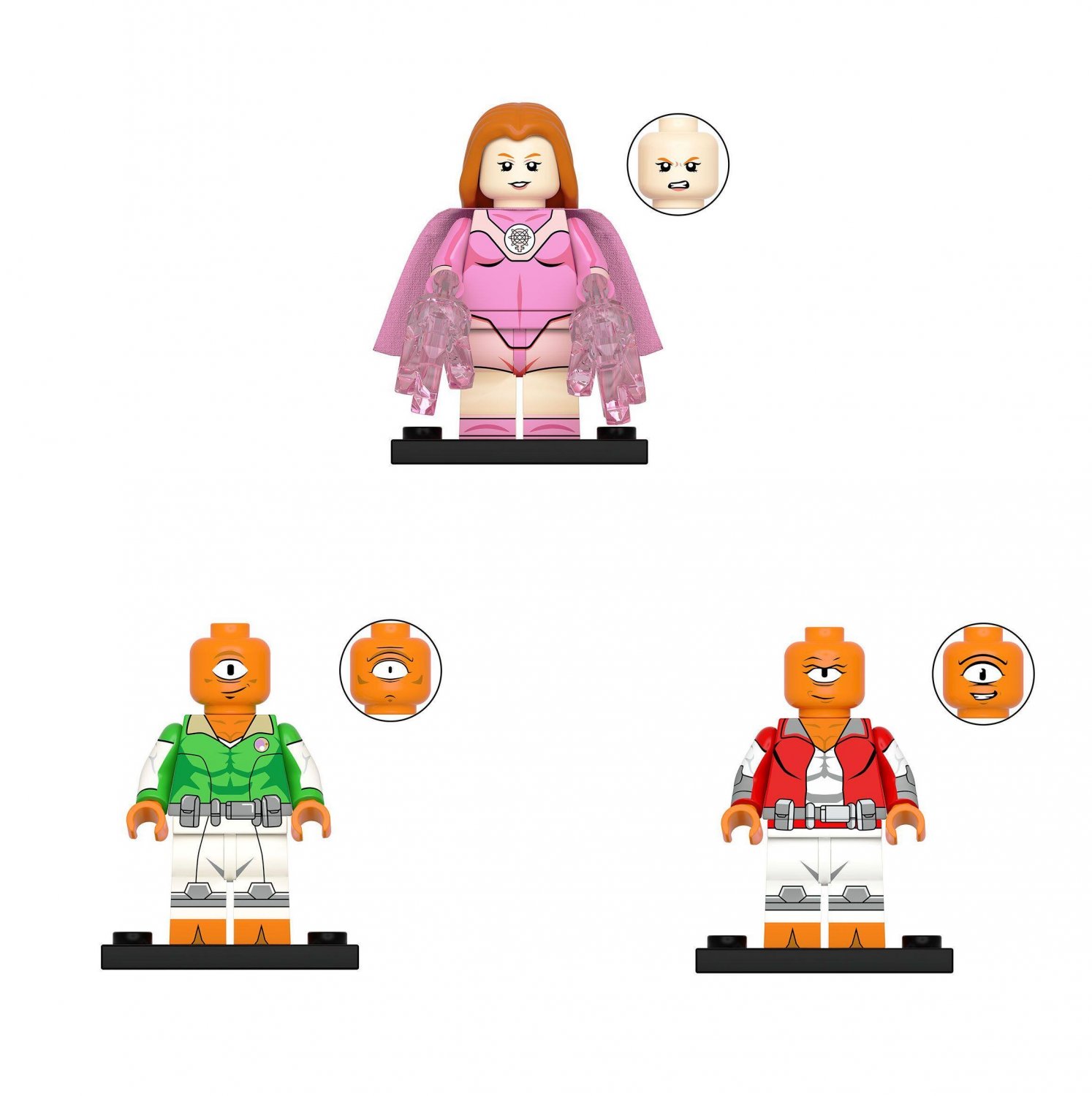 Allen the Alien and Atom Eve Minifigures Invincible TV Sets