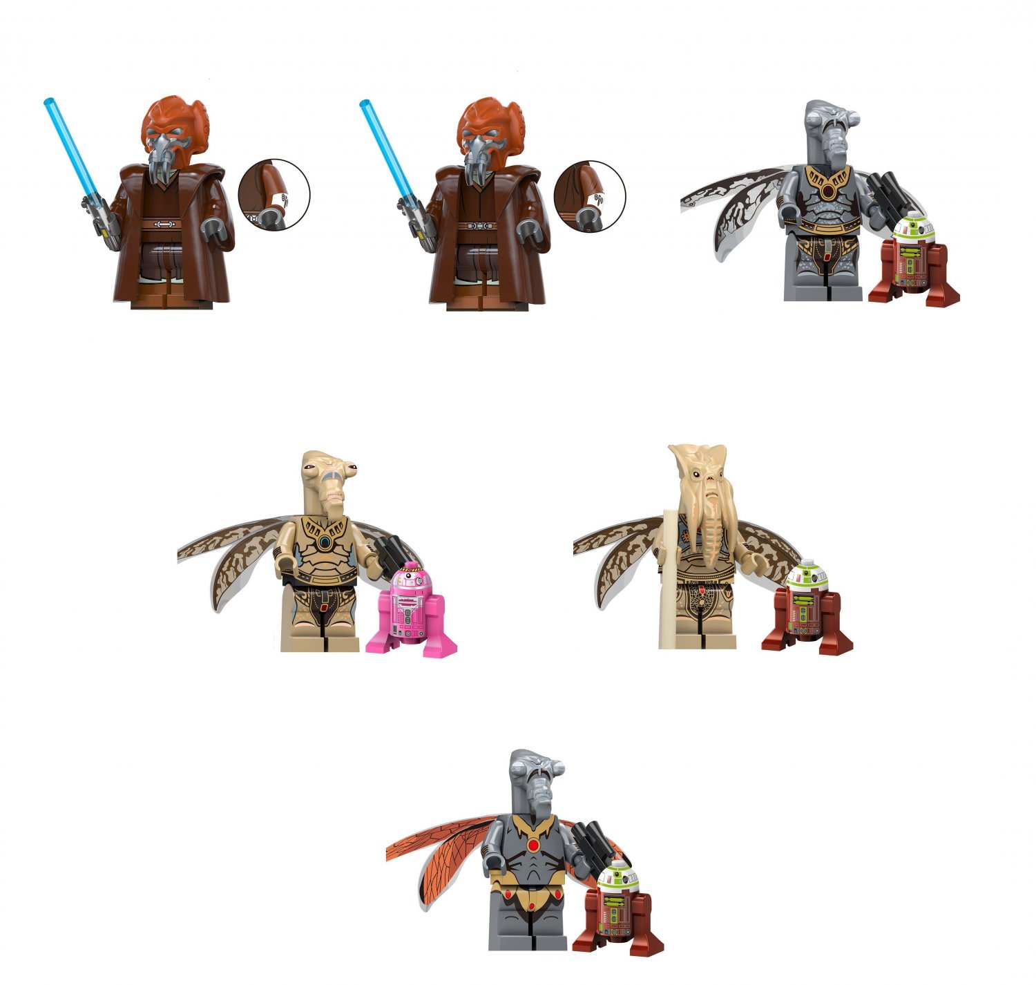 Plo Koon Poggle Geonosian Warrior Geonosian Zombie Minifigures Star Wars movie character Sets