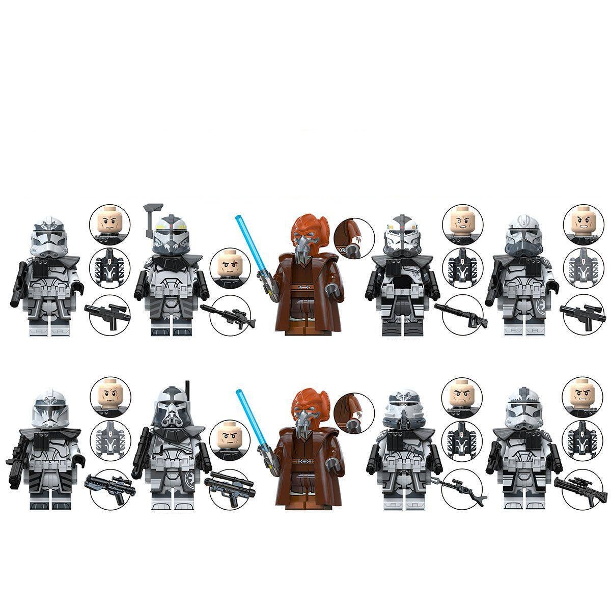 10pcs Wolfpack Clone Trooper Plo Koon Minifigures Star Wars Darth Maul Shadow King Set